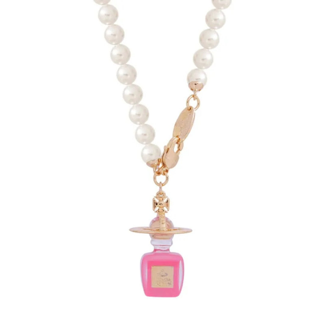 Perfume Bottle Pearl Saturn Necklace