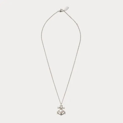 MARIALENA Petite Anchor Orb Pendant Necklace with Pearl Inlay