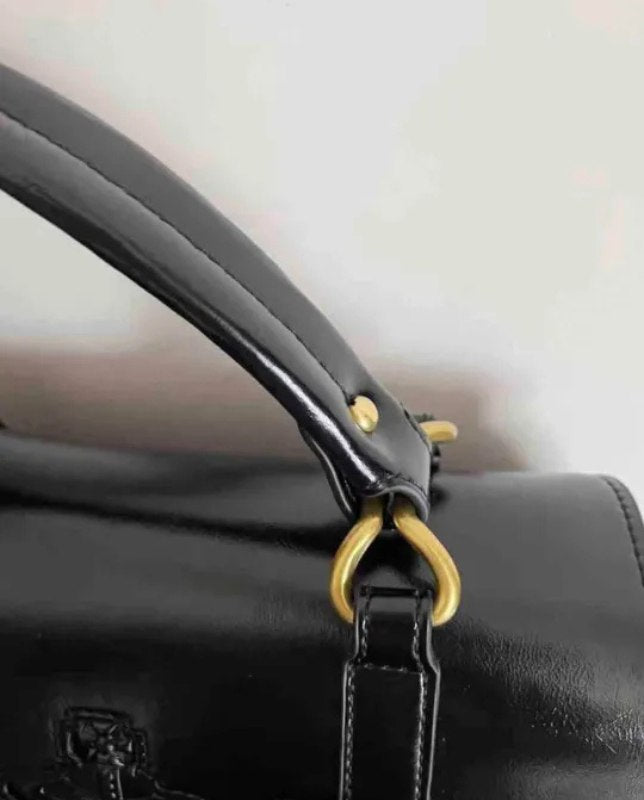 Waxed Leather Buckle Tote Bag