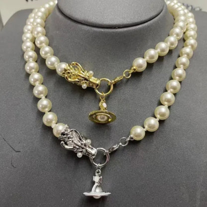 Dragon Saturn Pearl Necklace