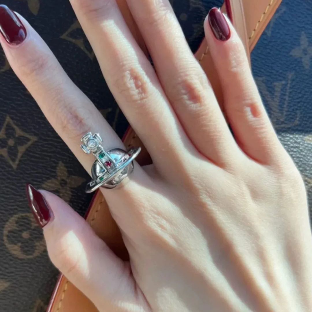 Gem-Embellished Planet Orb Pendant