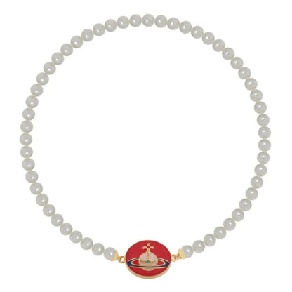 Enamel Suction Pearl Necklace