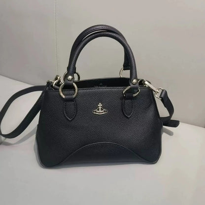 Black Leather Saturn Handbag