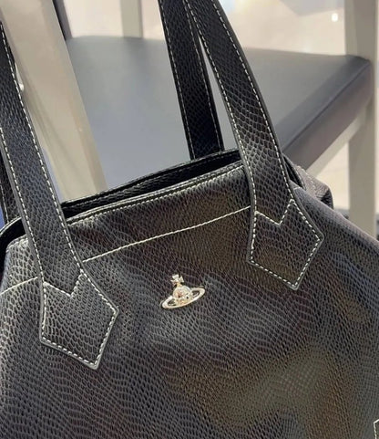 Structured Snake Texture Saturn Tote