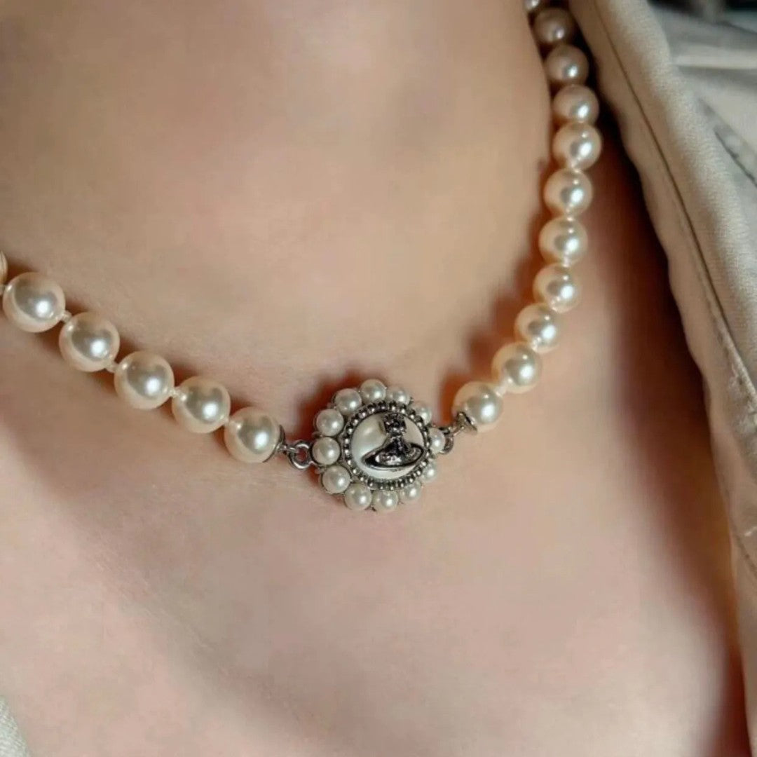 AMAYA Full Pearl Saturn Necklace