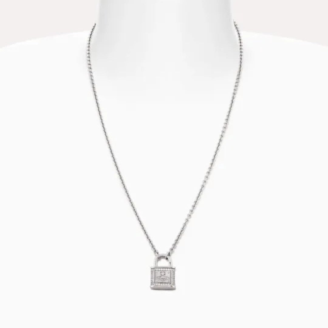 Fitzrovia Pendant Full Diamond Lock Necklace
