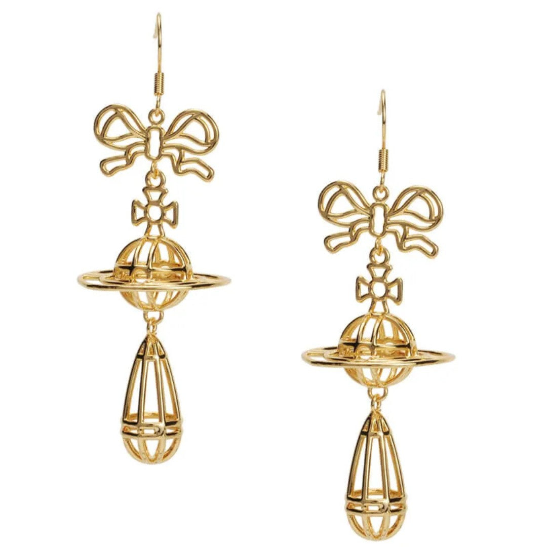 Skeleton Bow Saturn Earrings