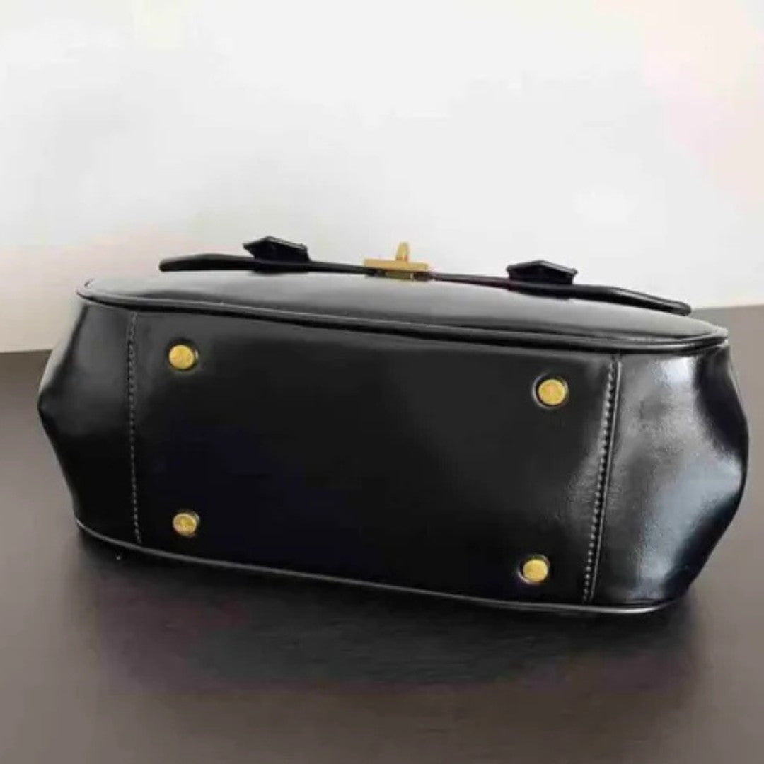 Waxed Leather Buckle Tote Bag