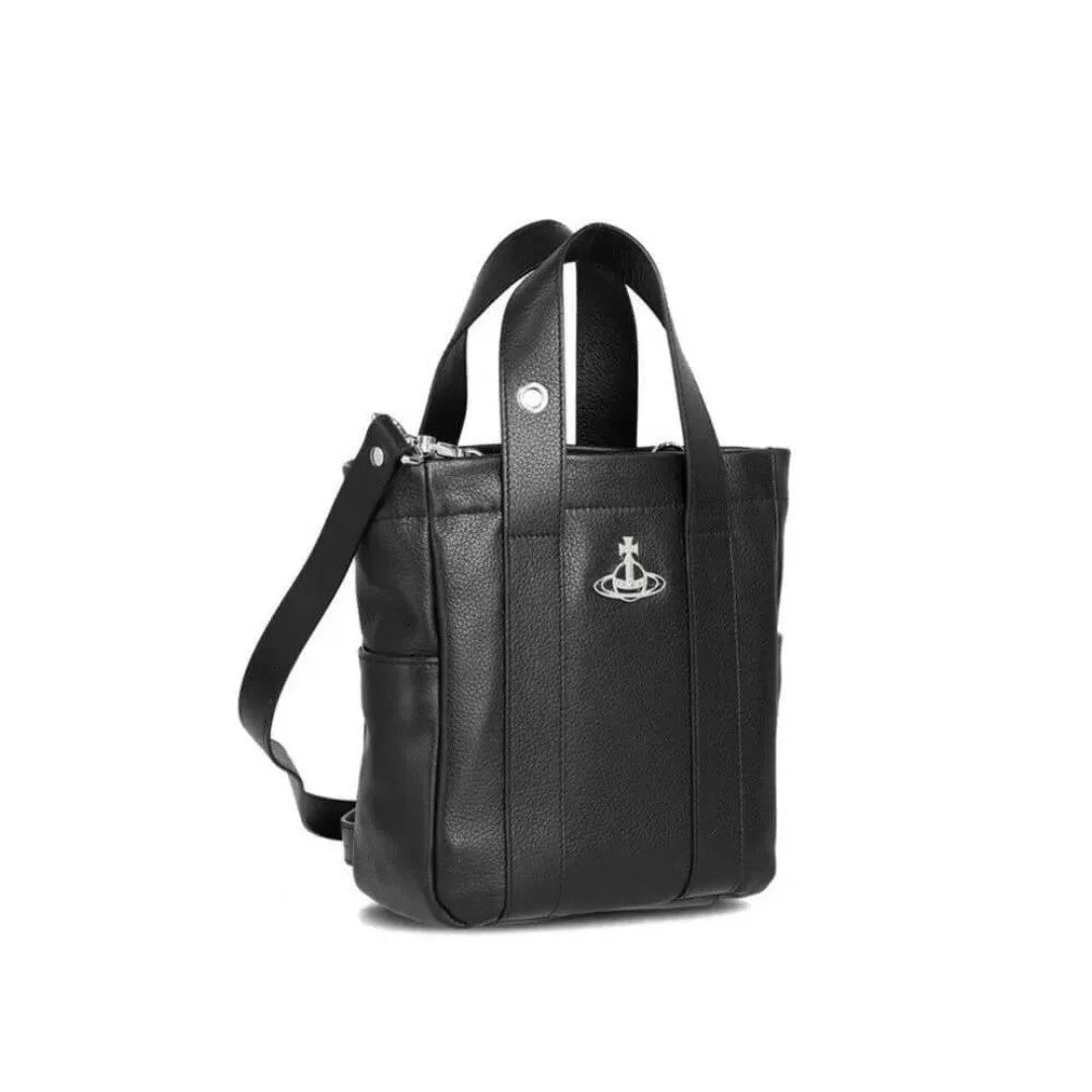 Structured Leather Tote with Pouch