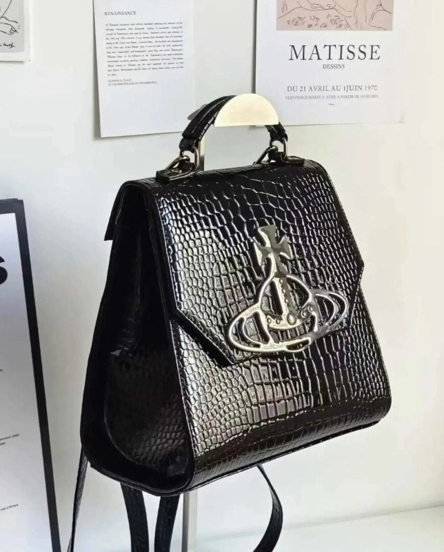 Croc-Textured Leather Mini Backpack