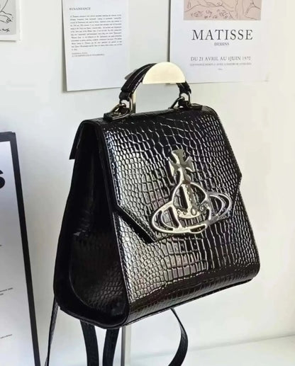 Croc-Textured Leather Mini Backpack