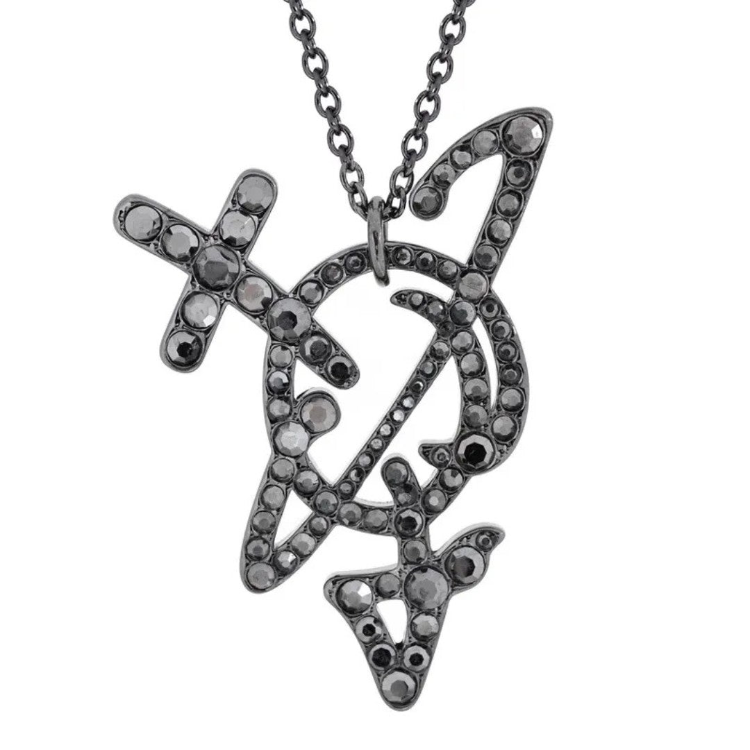 Large Line Arrows Saturn Necklace