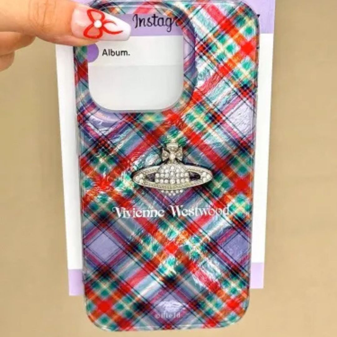 Vivienne Westwood Iridescent Multicolor Tartan Phone Case