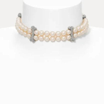 FAUSTINE Double Pearl Bone Choker