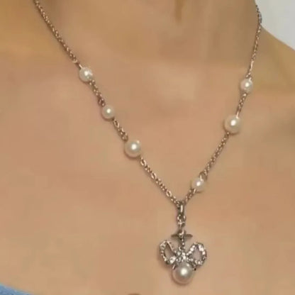 Ribbon Pearl Necklace