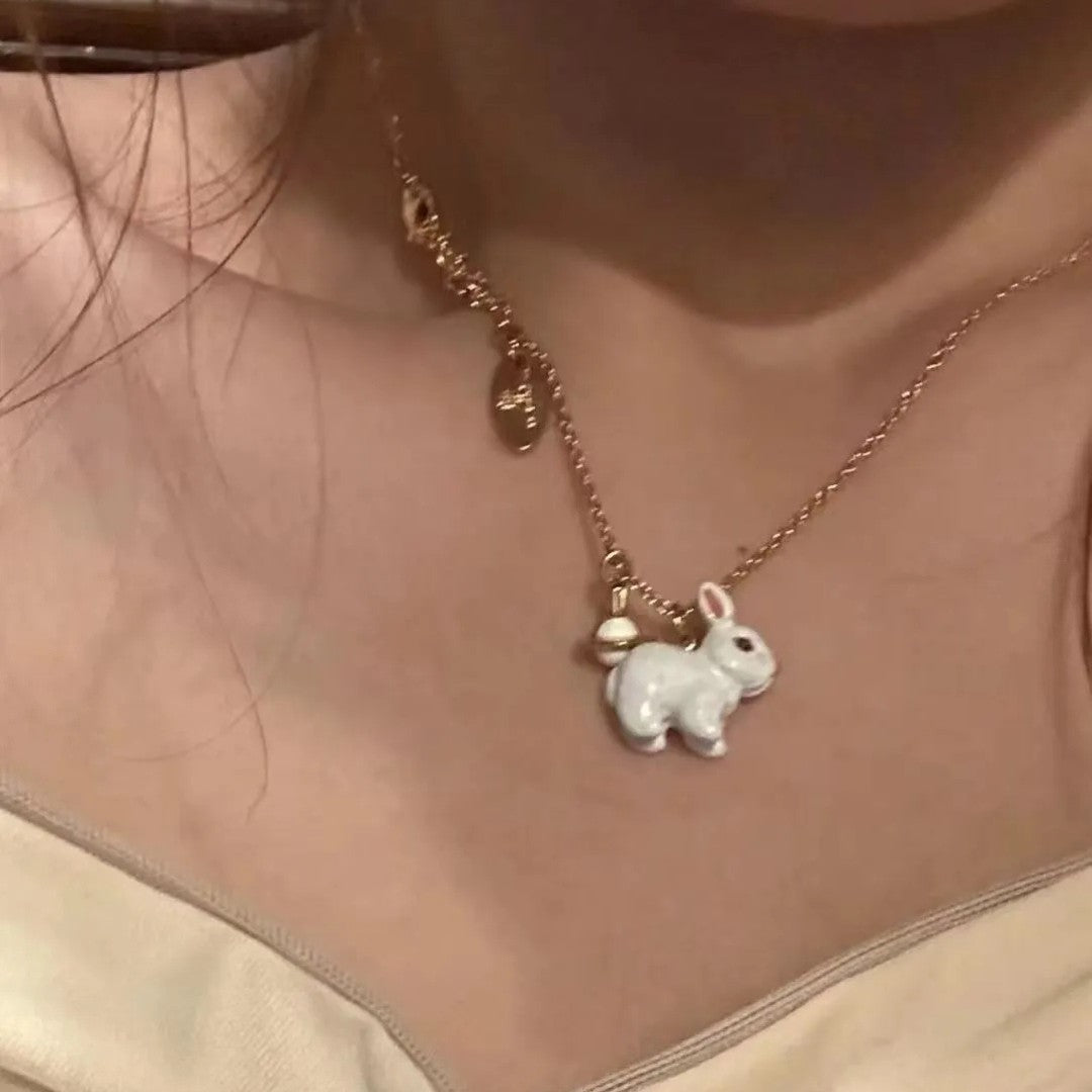 White Rabbit Saturn Necklace