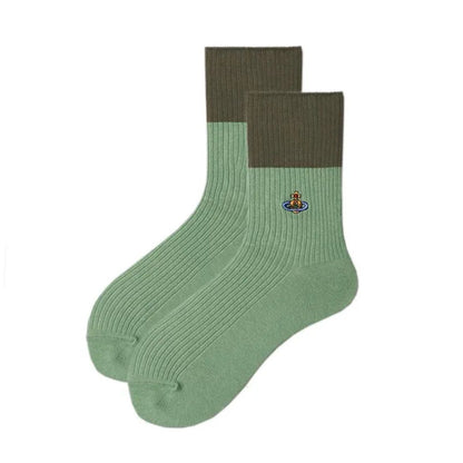 Two-Tone Ribbed Orb Socks