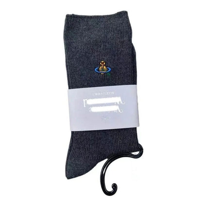 Embroidered Orb Ribbed Socks