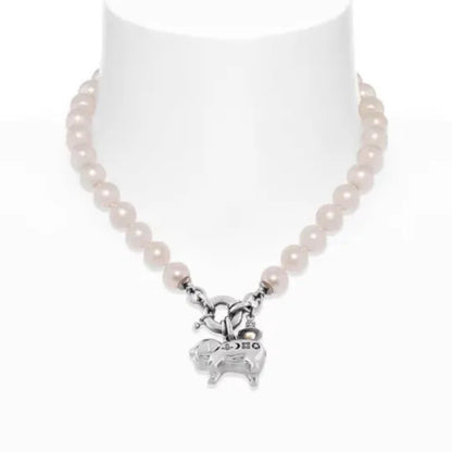 JUANITA Pig Saturn Letters Pearl Necklace