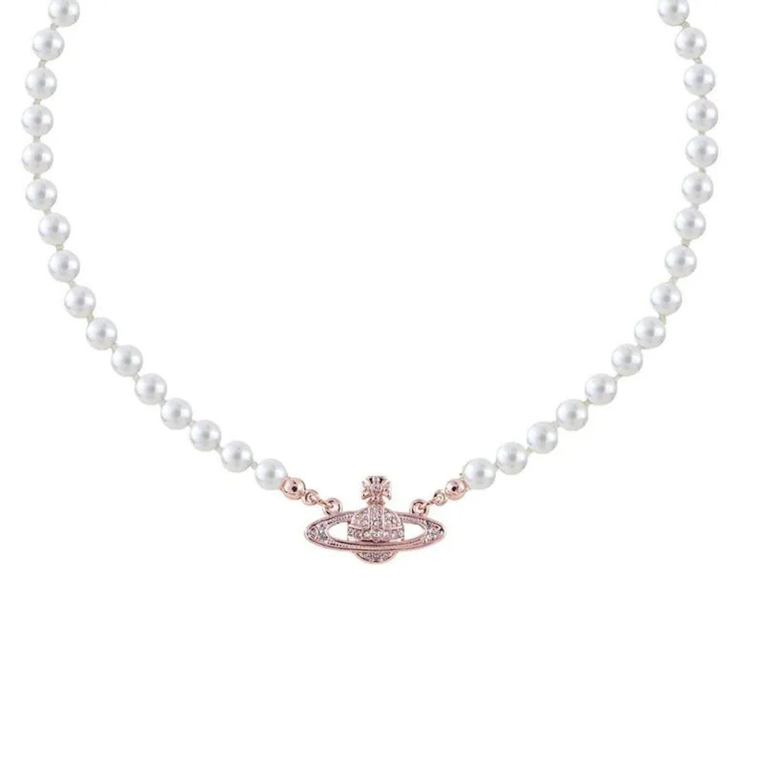 Saturn Pearl Orbit Choker Necklace