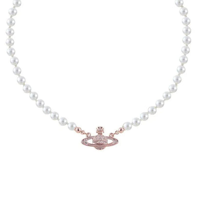 Saturn Pearl Orbit Choker Necklace