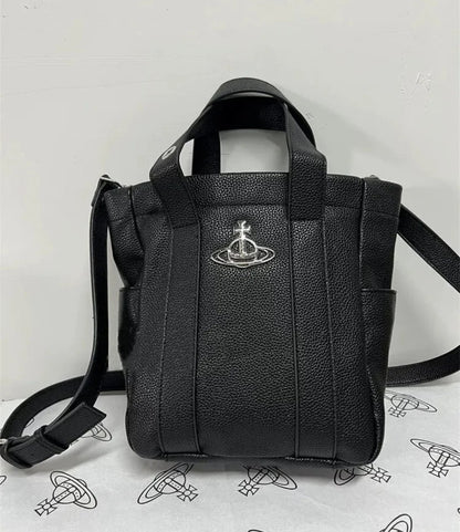 Structured Leather Tote with Pouch