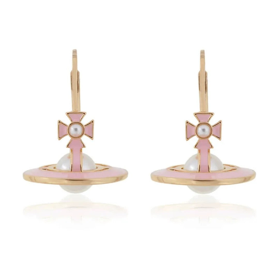 Pink Lacquered Saturn Earrings