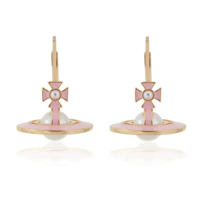 Pink Lacquered Saturn Earrings