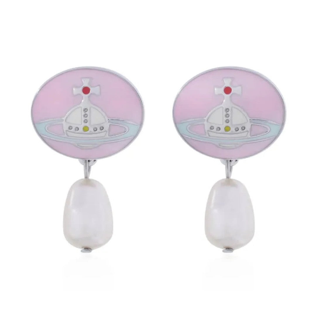 Enamel Pearl Detachable Earrings