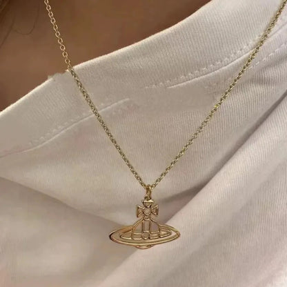 Line Cutout Saturn Necklace