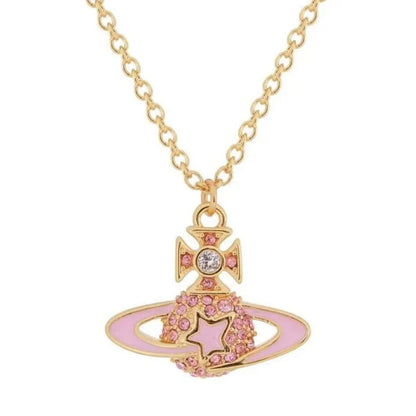 Celestial Star Saturn Pendant Necklace