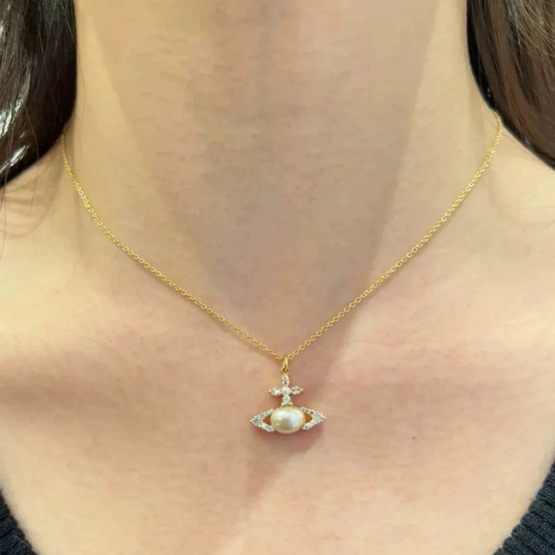 ADA Oval Pearl Diamond Necklace