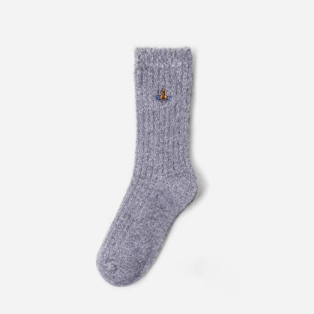 Orb Embroidered Soft Knit Crew Socks