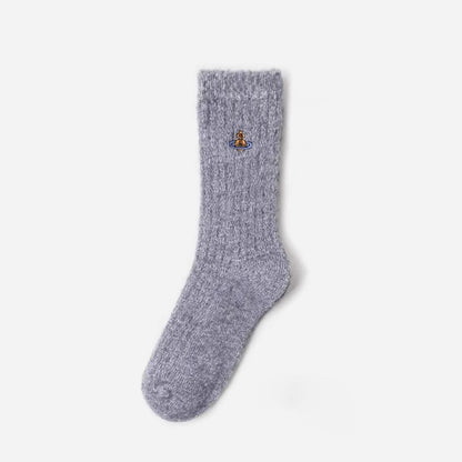Orb Embroidered Soft Knit Crew Socks
