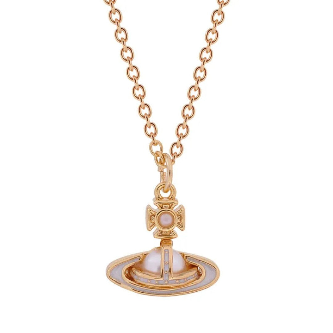 SIMONETTA Half-Domed Pearl Orb Necklace with Raised Lacquer Finish