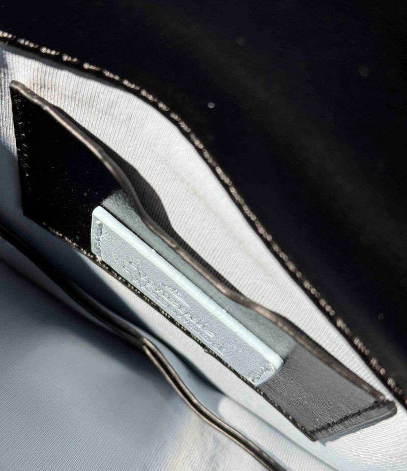 Half-Moon Chain Shoulder Bag with Saturn Emblem