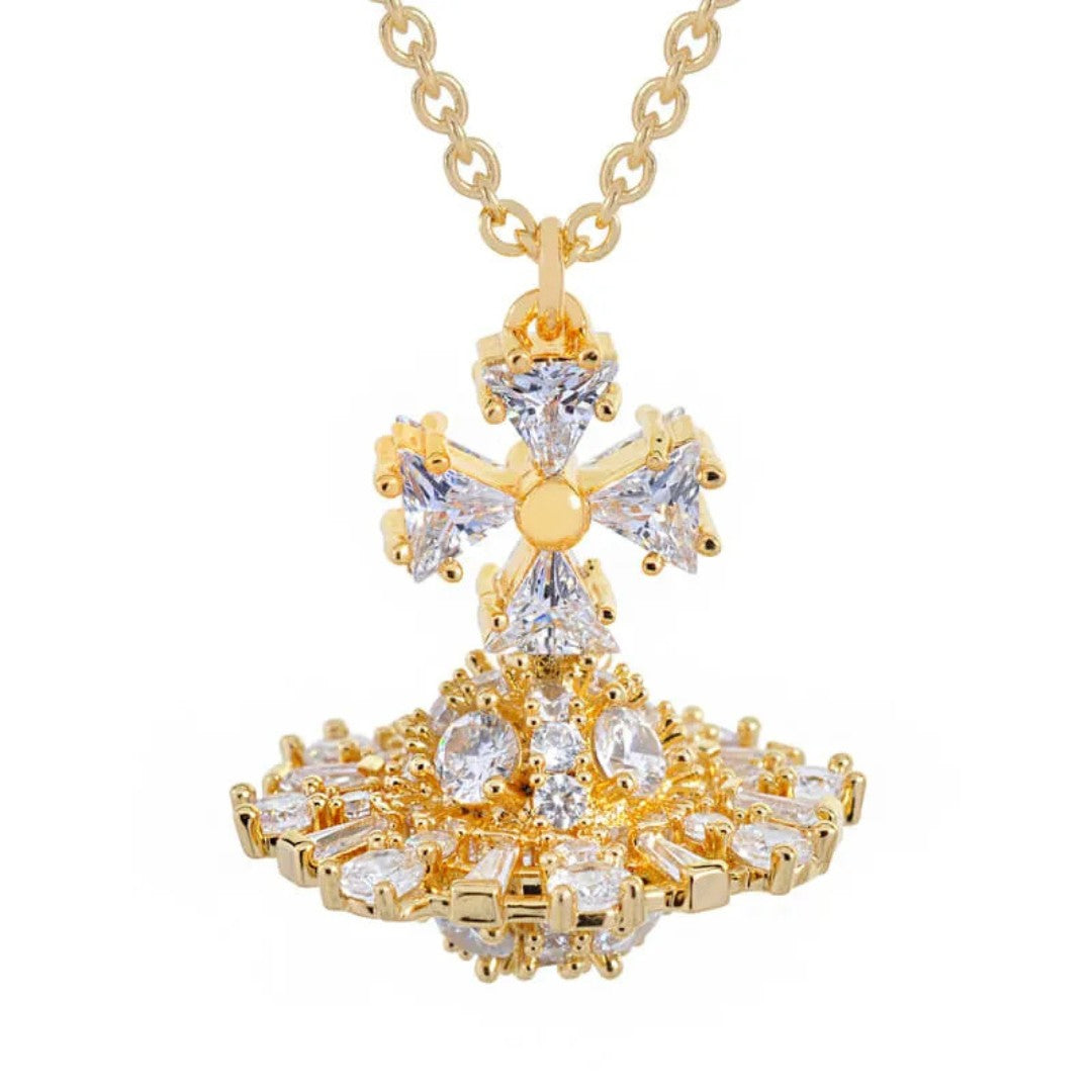 IRINA Cubic Alien Stone Saturn Necklace