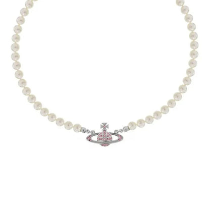 Saturn Pearl Orbit Choker Necklace