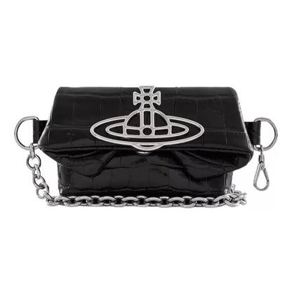 Mini Croc-Textured Chain Flap Bag with Dust Bag