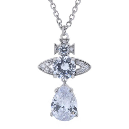 ISMENE Saturn Drop Gem Necklace