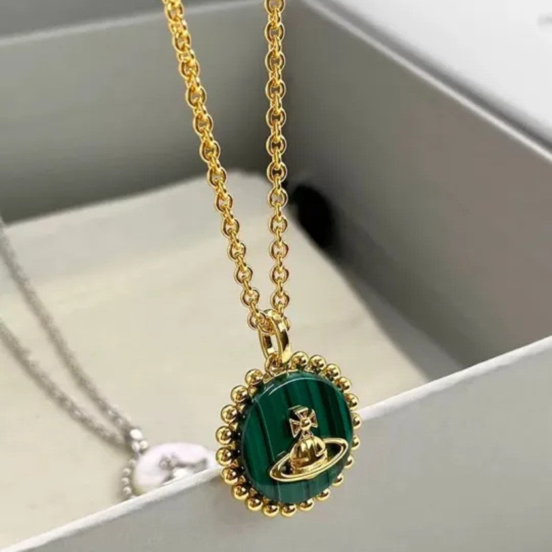 NEYLA Round Pearl Saturn Necklace