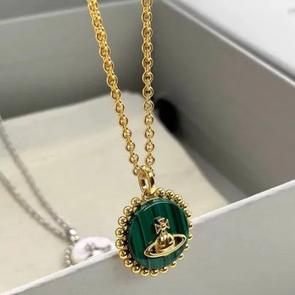 NEYLA Round Pearl Saturn Necklace