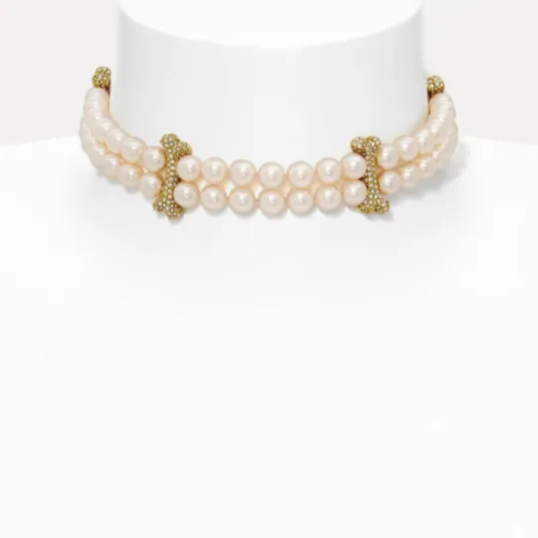 FAUSTINE Double Pearl Bone Choker