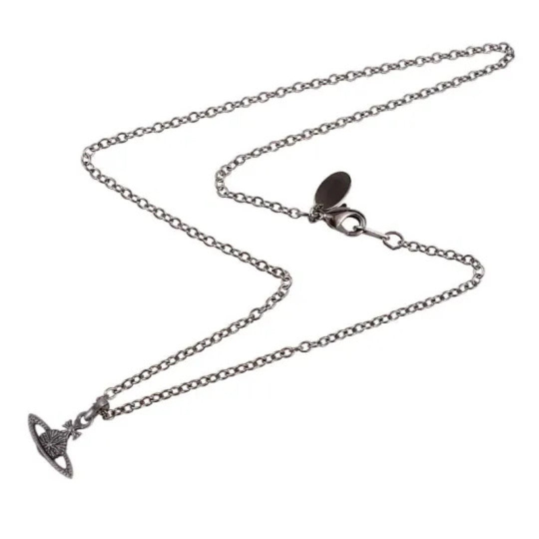 Antique Silver Carved Saturn Necklace