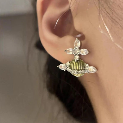 MIREILLE Lacqued Striped Saturn Earrings