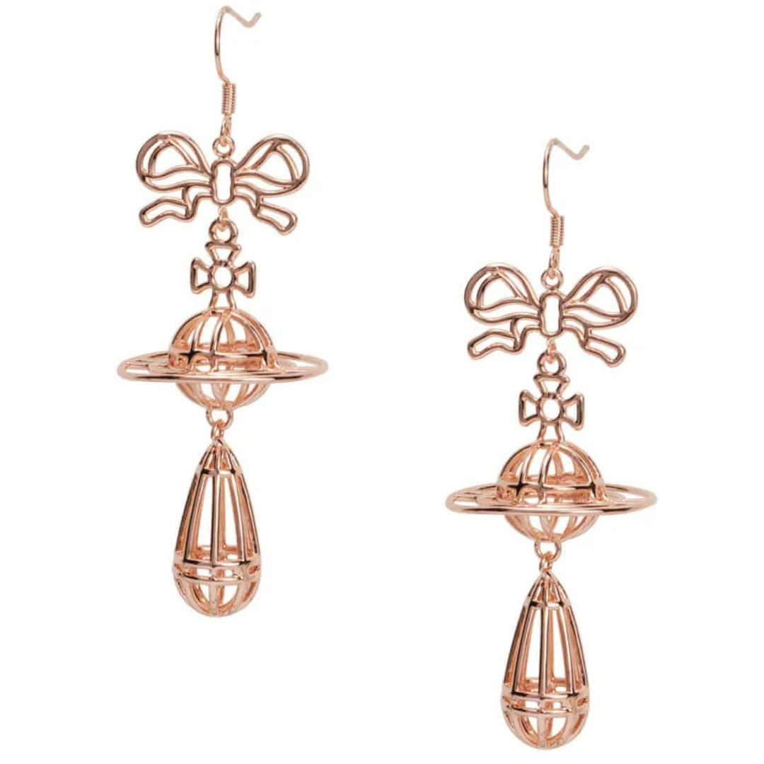 Skeleton Bow Saturn Earrings