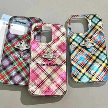 Vivienne Westwood Iridescent Multicolor Tartan Phone Case
