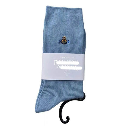 Embroidered Orb Ribbed Socks