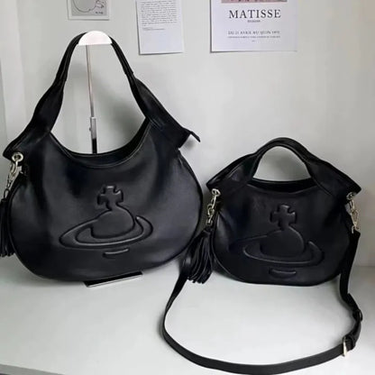 Curved Saturn Leather Bag