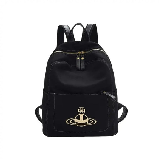 Canvas Zip Backpack with Front Emblem